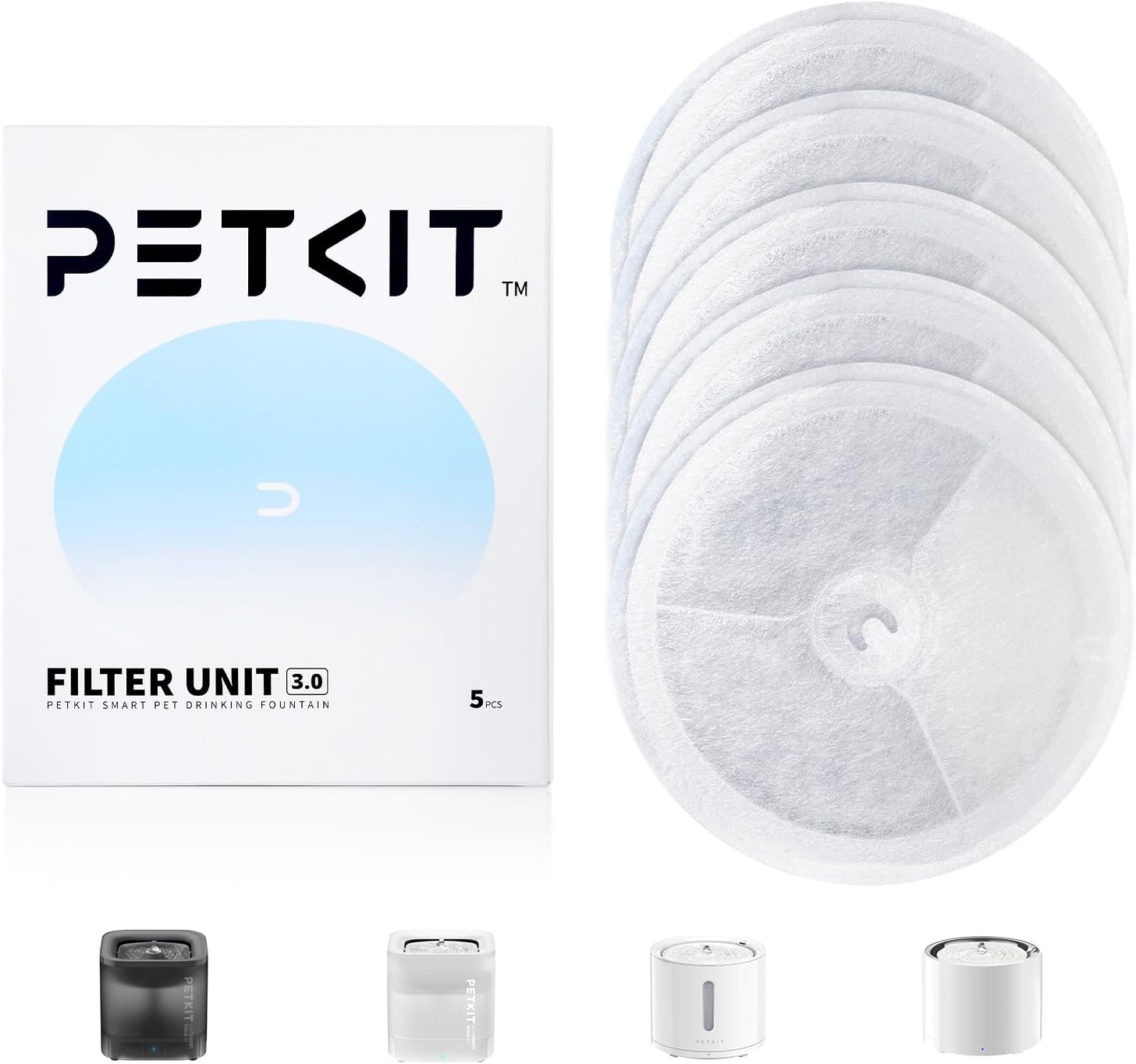 PETKIT Upgraded Filter Units 3.0 for PETKIT Cat Water Fountain 5 Pcs