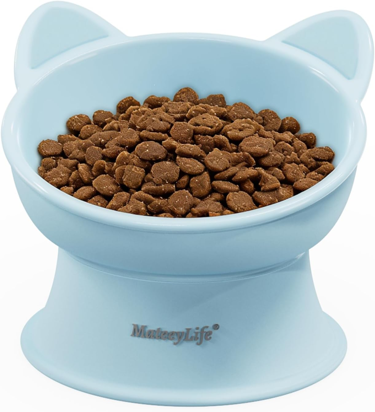 Raised Cat Bowls, Cat Food Bowl Elevated for Kittens & Small Dogs, 15°Tilted Protect Pets’ Neck and anti Vomiting, Whisker Friendly Food & Water Feeding Bowl, 6 Oz Each – Blue