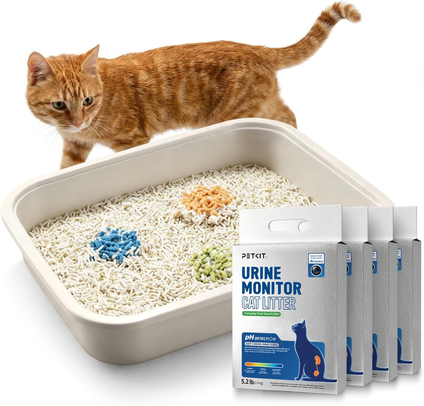 PETKIT Tofu Cat Litter, Clumping Flushable, Urine Ph Detection Tofu Litter