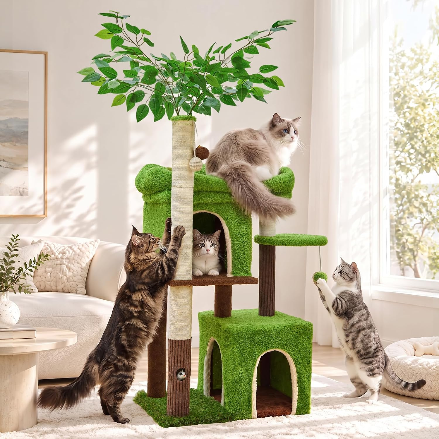 Cat Tree Tower with Cat Scratching Post,60″Tall Cat Scratcher Tree